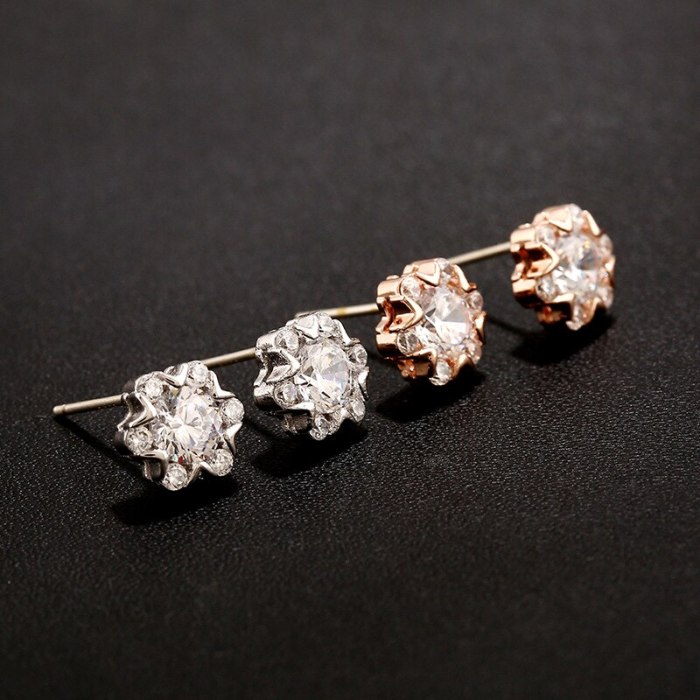 Snowflake Classic  Stud Earrings Silver Needle Zircon Earrings Jewelry Qxwe707