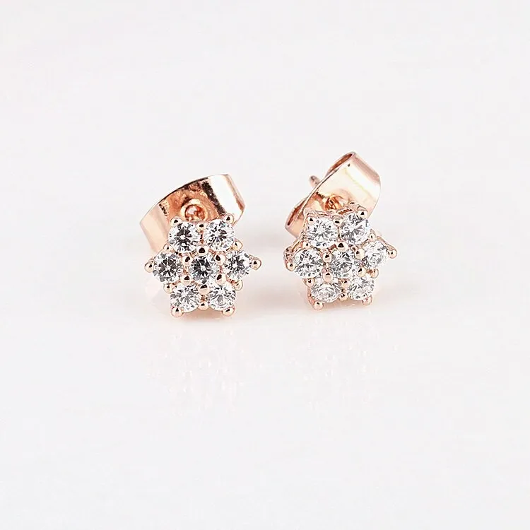 Korean-Style Exquisite Small  Stud Earrings Inlaid AAA Zircon Plated Platinum All-match Earrings Jewelry Qxwe580