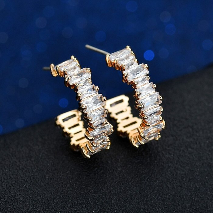 Creative Stud Earrings AAA Zircon Inlaid Geometric Earrings 925 Sterling Silver Pin Accessories Girl Gift Qxwe1351