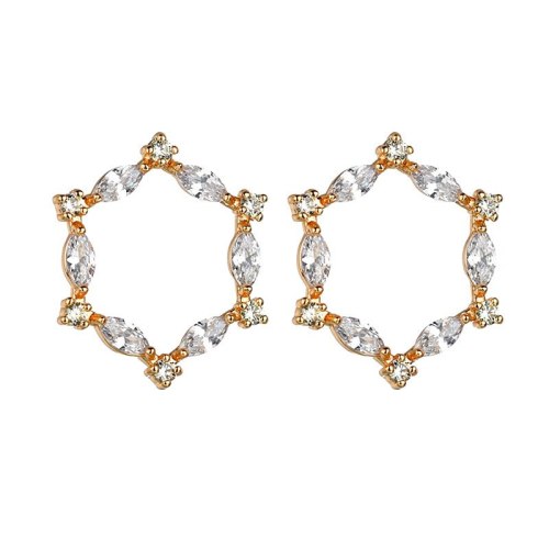 Flower Window Stud Earring Copper Inlaid AAA Zircon S925 Sterling Silver Stud Earrings Korean-Style Ear Jewelry Qxwe1311