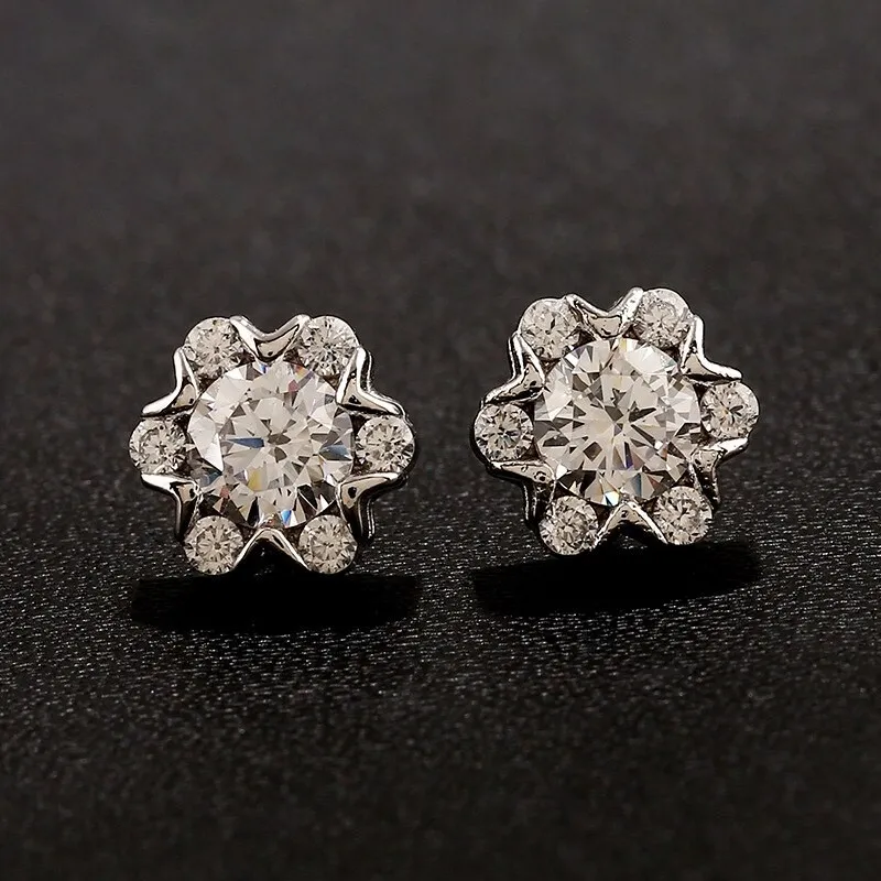 Snowflake Classic  Stud Earrings Silver Needle Zircon Earrings Jewelry Qxwe707
