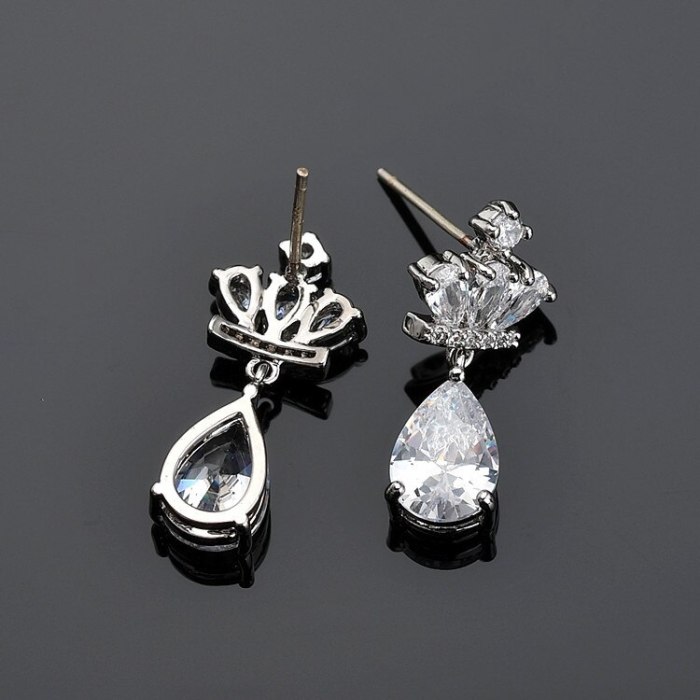 Fashion Trendy Stud Earrings Simple Korean-Style All-match Ear Stud 925 Sterling Silver Ear Pin Crown Earrings Qxwe835
