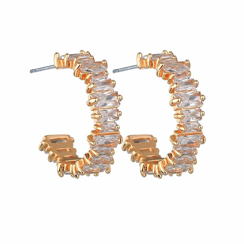 Creative Stud Earrings AAA Zircon Inlaid Geometric Earrings 925 Sterling Silver Pin Accessories Girl Gift Qxwe1351