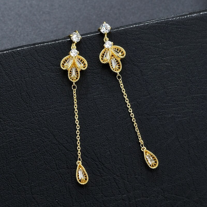 Earrings Women's S925 Sterling Silver Pin Stylish Long Tassel Stud Earrings Korean-Style All-match Earrings Jewelry Qxwe1255