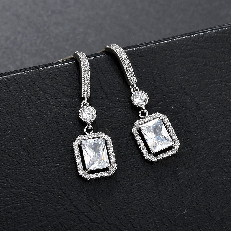 New Zircon Inlaid Earrings 925 Sterling Silver Needle Stud Earrings Korean-Style Exquisite Popular High-End Earrings Qxwe1307