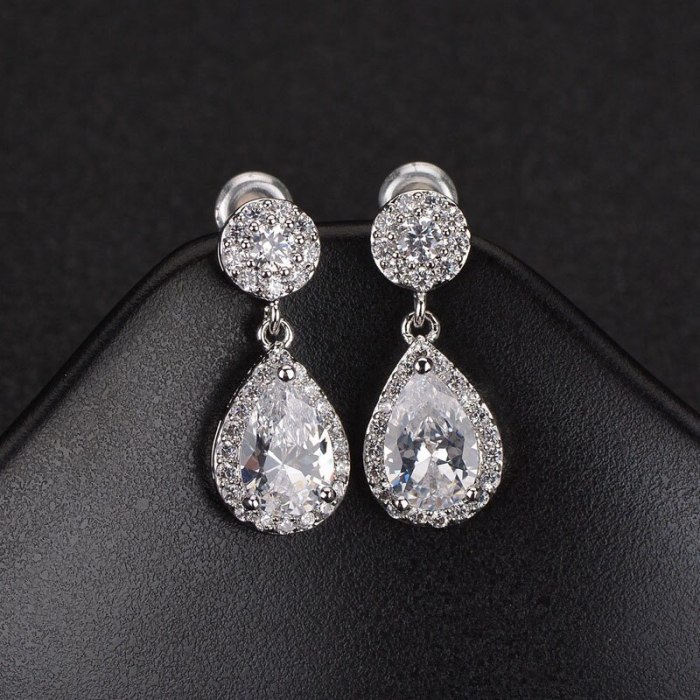 Korean-Style Drop AAA Zircon Earrings Shiny Ear Pendant S925 Sterling Silver Needle Classic Earrings Qxwe1037