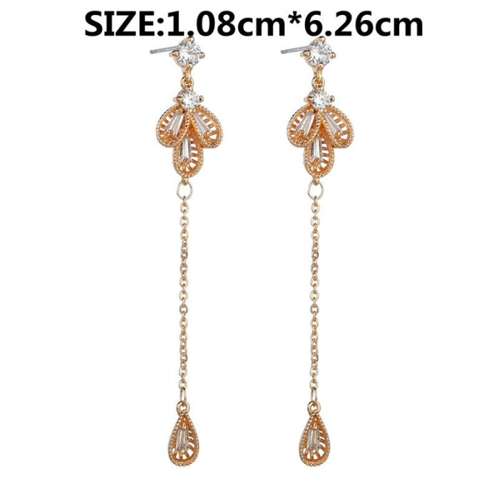 Earrings Women's S925 Sterling Silver Pin Stylish Long Tassel Stud Earrings Korean-Style All-match Earrings Jewelry Qxwe1255