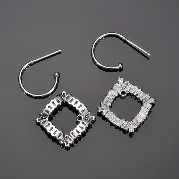 Zircon Earrings Fashion Korean-Style Large Earrings AAA Zircon Inlaid 925 Sterling Silver Pin Gold-Plated Stud Earrings Qxwe1354
