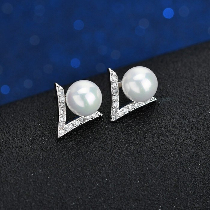 Korean of The 925 Sterling Silver Needle Pearl Stud Earrings Simple Temperament Star Month Ear Stud Female Earrings QxWE0563