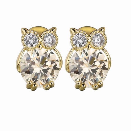 Owl  Stud Earrings High Quality AAA Zircon Copper Inlaid Simple Cartoon Fashion All-match Earrings Jewelry Qxwe801
