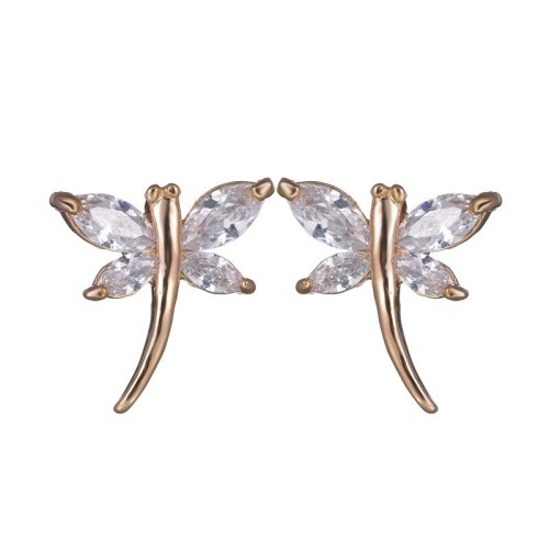 Dragonfly Stud Earrings AAA Zircon Copper Inlaid Insect Earrings Female Ear Jewelry Qxwe423