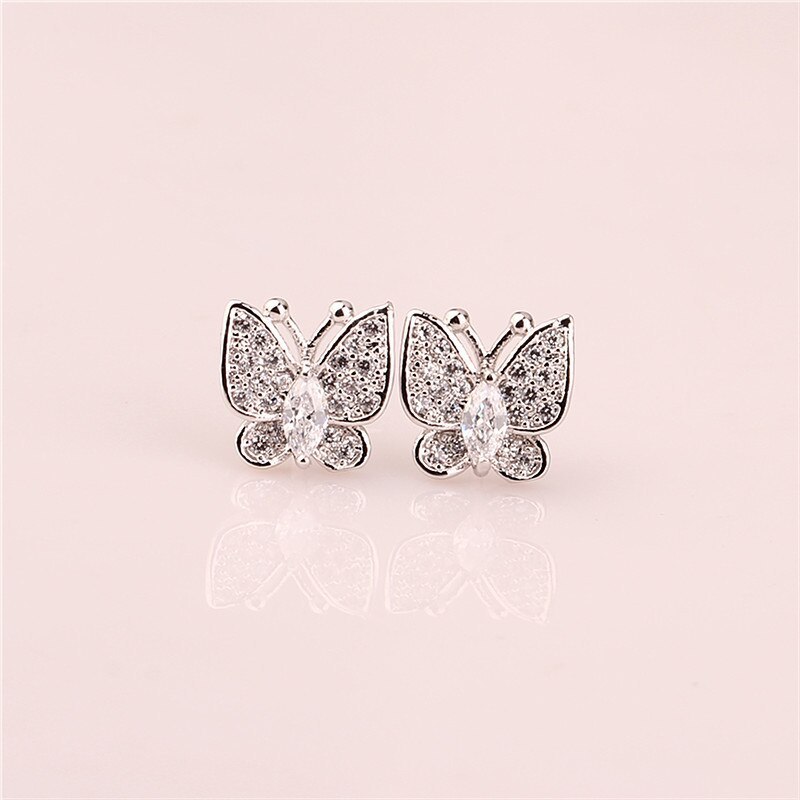 Butterfly Stud Earrings AAA Zircon Micro Pave Earrings  Insect Simple Accessories Qxwe1016