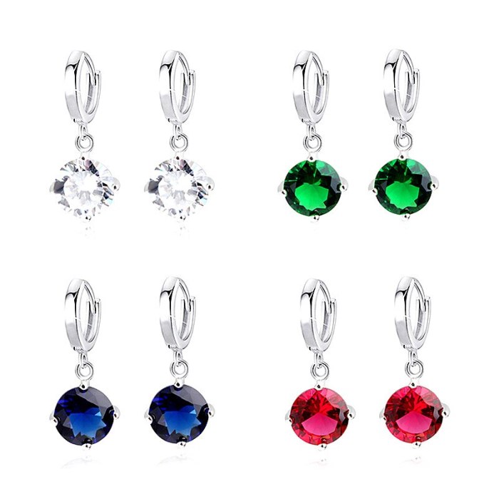 Korean Style Simple Earrings High Quality Zircon Inlaid Earrings National Style Small Ear Pendant Circle Ear Clip Qxwe751