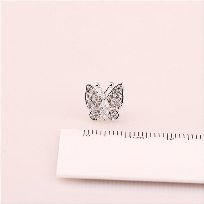 Butterfly Stud Earrings AAA Zircon Micro Pave Earrings  Insect Simple Accessories Qxwe1016
