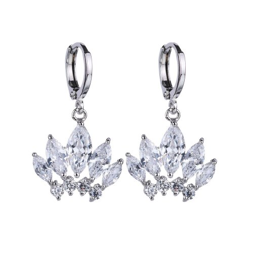 Zircon Crown Earrings Female Crystal Inlaid Ear Stud Cool All-match Ear Clip Qxwe017