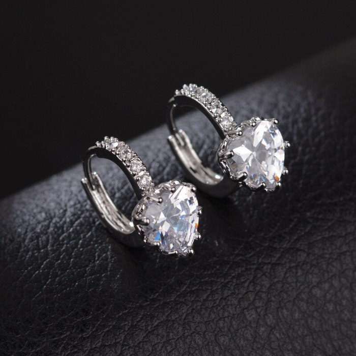 Square Classic Hollow Zircon Earrings Ear Clip Versatile Zircon Earrings Ornament Qxwe797