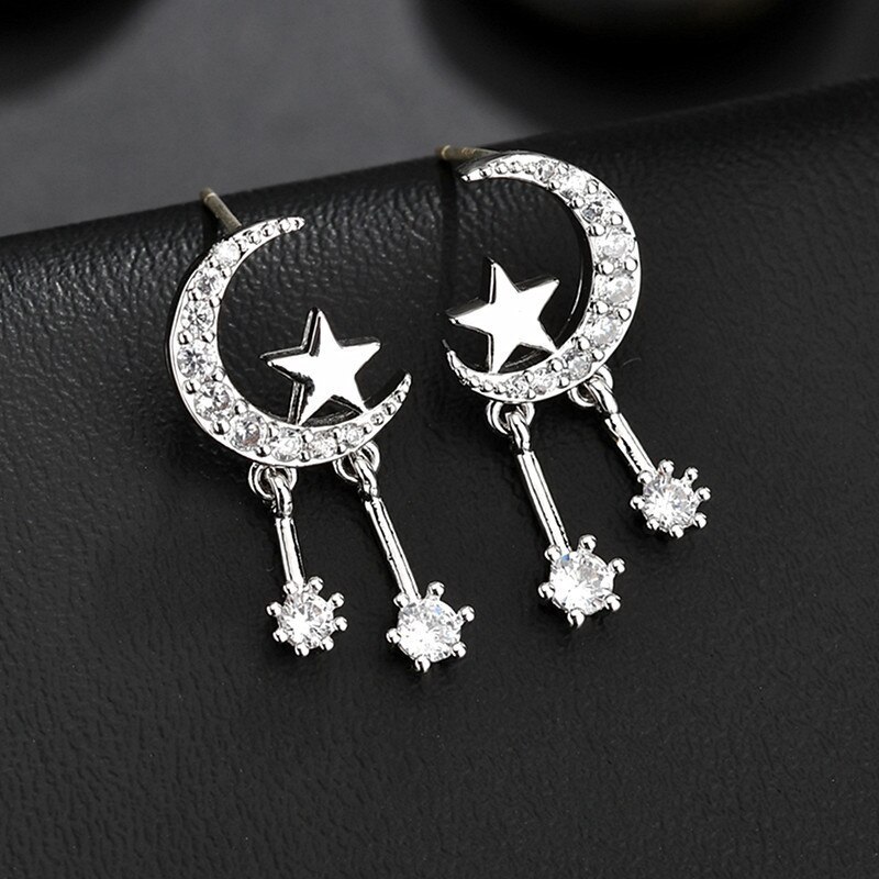 Korean Fashion Micro Pave Earrings AAA Zircon 925 Sterling Silver Stud Earrings Cool Trendy Earrings Wholesale Qxe1544