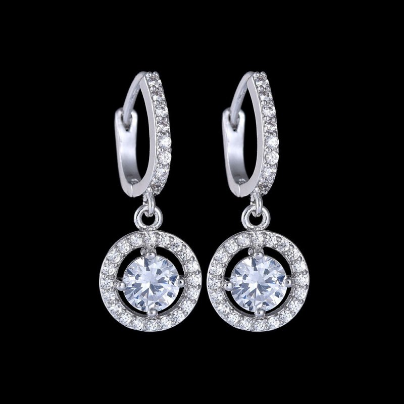 Disc Earrings AAA Zircon Inlaid Ear Clip Ear Pendant All-match Fashion Jewelry Qxwe1057