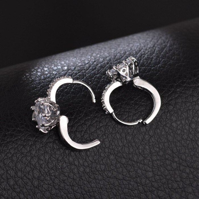 Square Classic Hollow Zircon Earrings Ear Clip Versatile Zircon Earrings Ornament Qxwe797