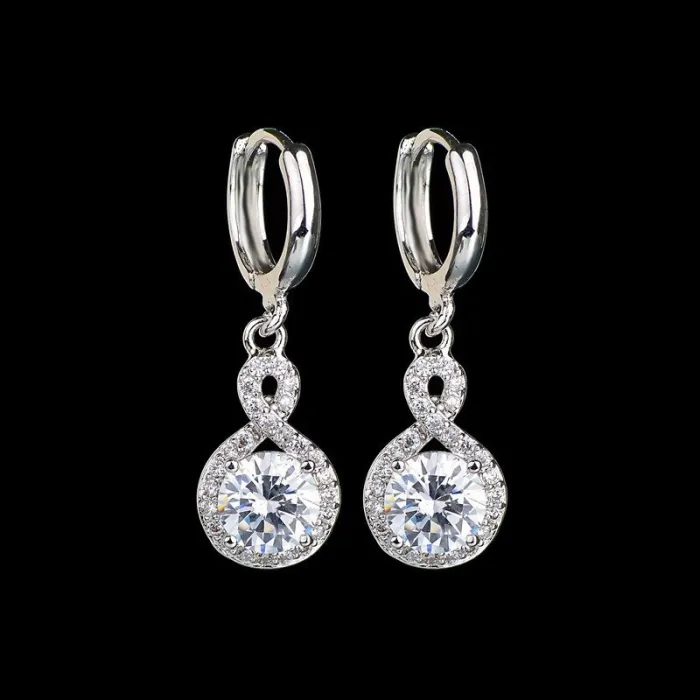 Gourd Earrings European and American Fashion Earrings Elegant Simple AAA Zircon Ear Clip Beauty Earrings Qxwe796