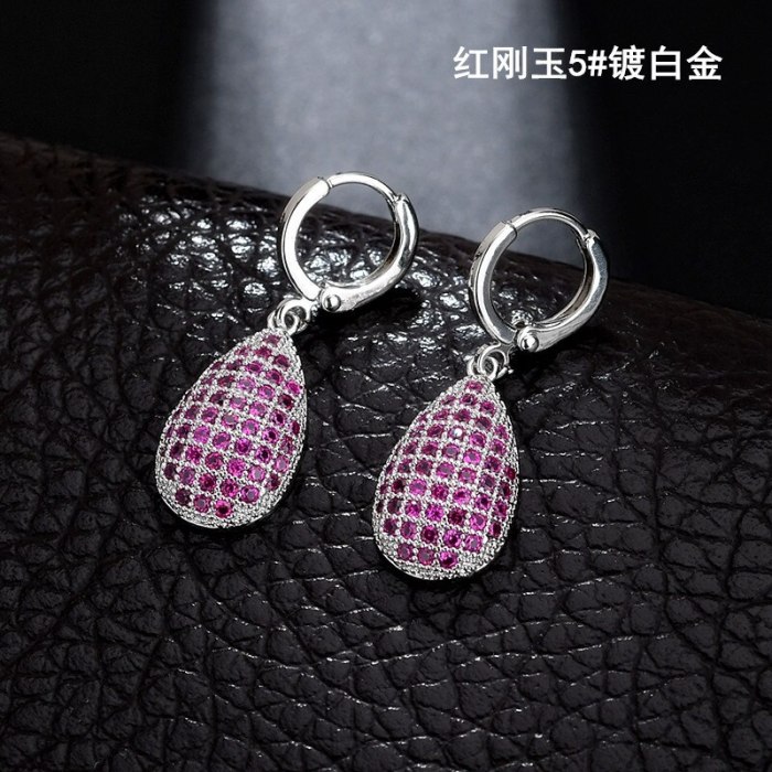 Korean Style Earrings AAA Ruby Earrings Ear Stud Elegant Ear Pendant Female  Stud Earrings Qxwe792