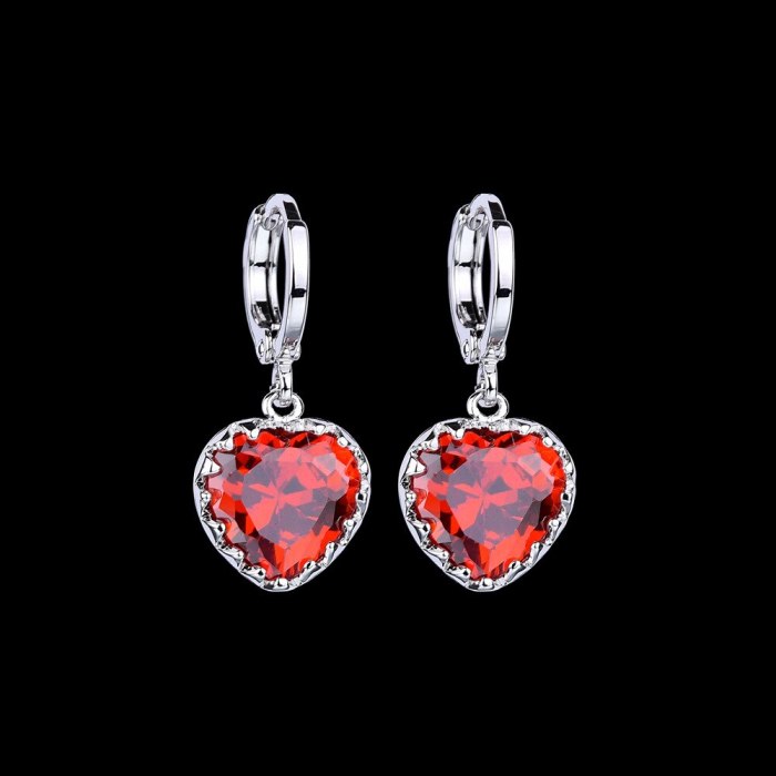 Pomegranate Red Lovely Zircon Earrings Fashion  Stud Earrings Ear Pendant Korean Style Atmospheric Earrings Wholesale Qxwe044