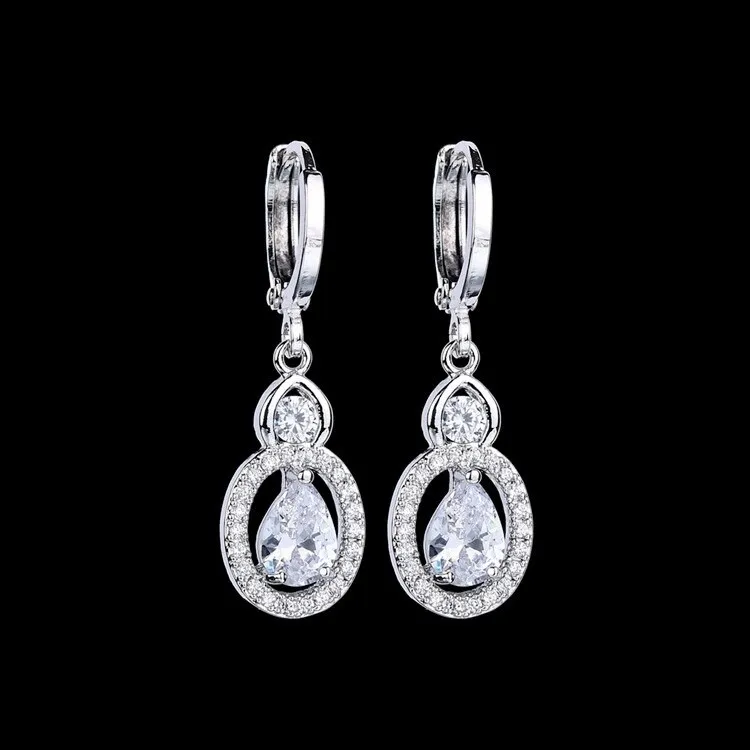 Zircon Drop-Shaped Ear Pendant AAA Zircon Inlaid Exquisite Elegant Female Creative Ear Stud Qxwe732