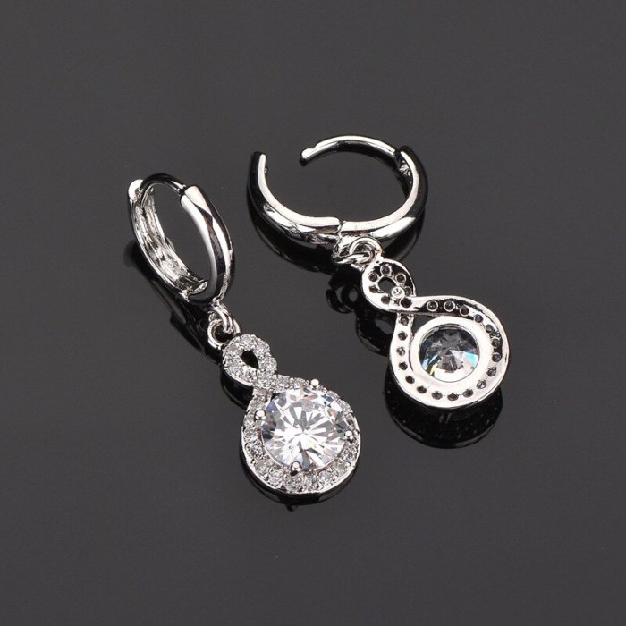 Gourd Earrings European and American Fashion Earrings Elegant Simple AAA Zircon Ear Clip Beauty Earrings Qxwe796