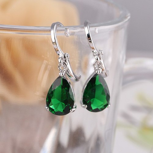 Drop Crystal Zircon Inlaid Earrings Elegant Ear Pendant White Simple Qxwe445