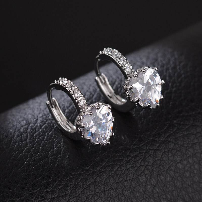 Lovely Stud Earrings AAA Zircon Inlaid Ear Clip Hollow-out Multi-Layer Earrings Jewelry Qxwe819