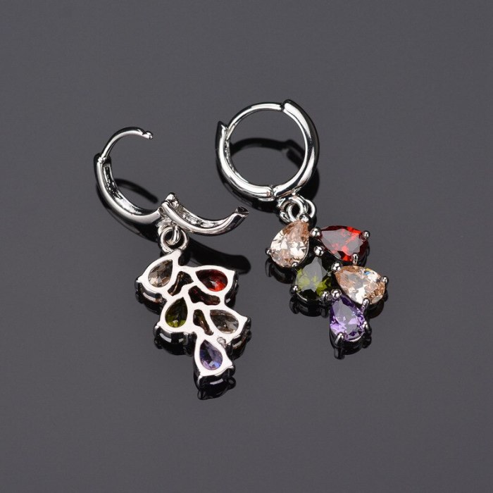 Colorful Fashion Earrings Ear Clip Copper Inlaid Colorful AAA Zircon Stud Earrings Jewelry Qxwe525