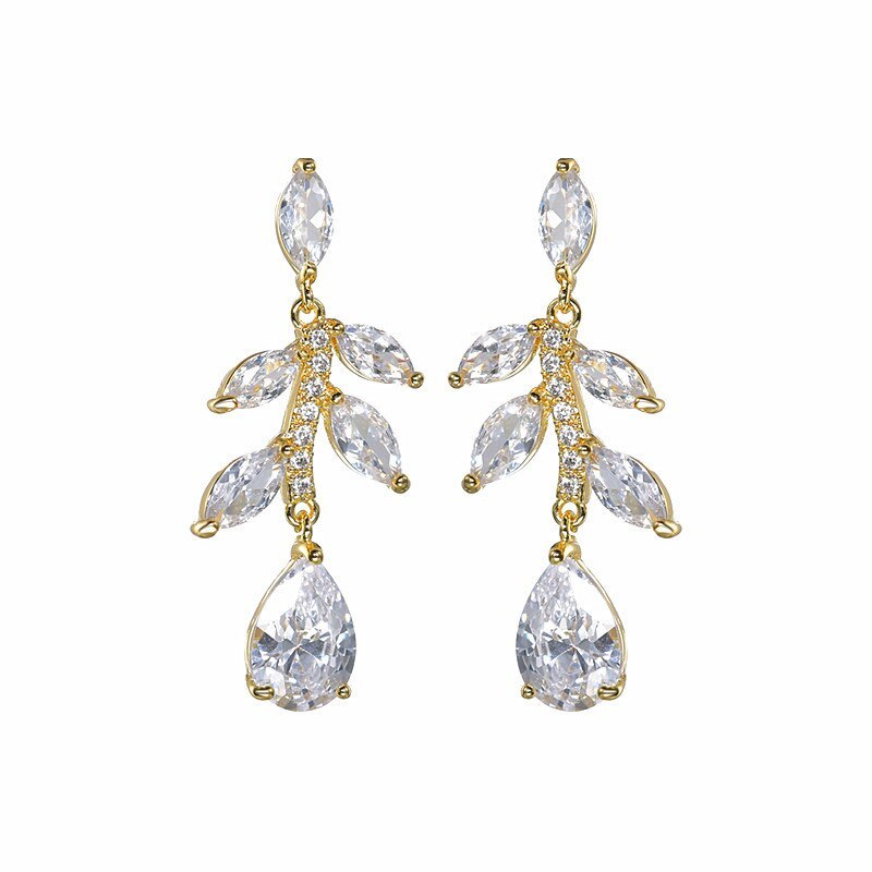 Zircon Earrings High-End Ear Stud Earrings European and American Bridal Earrings Fashion Earrings Qxwe1400