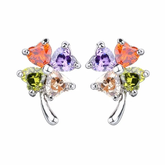 Leaf Stud Earrings AAA Lovely Zircon Inlaid Ear Stud Fashion Gold-Plated Earrings Ear Stud Earrings Qxwe432