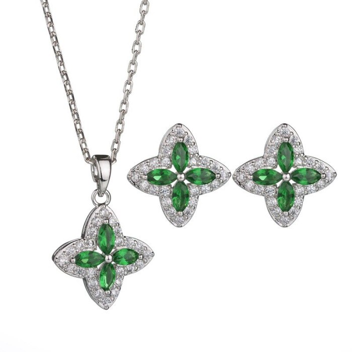 Green Leaf Crystal Inlaid Stud Earrings AAA Zircon Earrings  Fashion Jewelry Qxwe756