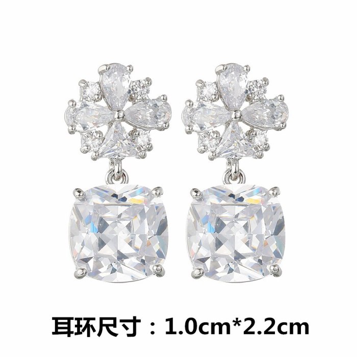 S925 Sterling Silver Pin Korean-Style Earrings AAA Zircon Inlaid Flower Ear Stud Earrings Exquisite Earrings Jewelry Qxwe1445