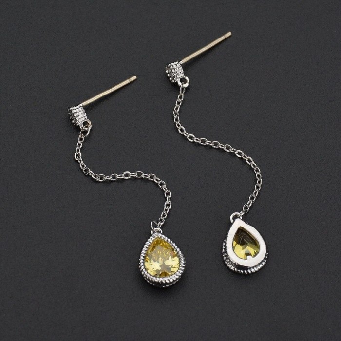 925 Silver Stud Earrings Drop Tassel Long Earrings Pendant Stud Earrings Jewelry QxE1042
