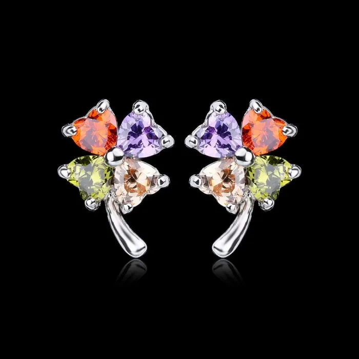 Leaf Stud Earrings AAA Lovely Zircon Inlaid Ear Stud Fashion Gold-Plated Earrings Ear Stud Earrings Qxwe432