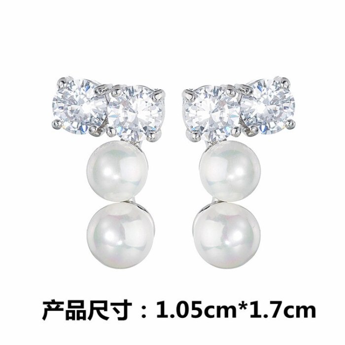 Stud Earrings High-End Exquisite Pearl AAA Zircon Earrings  S925 Sterling Silver Needle Earrings Qxwe764