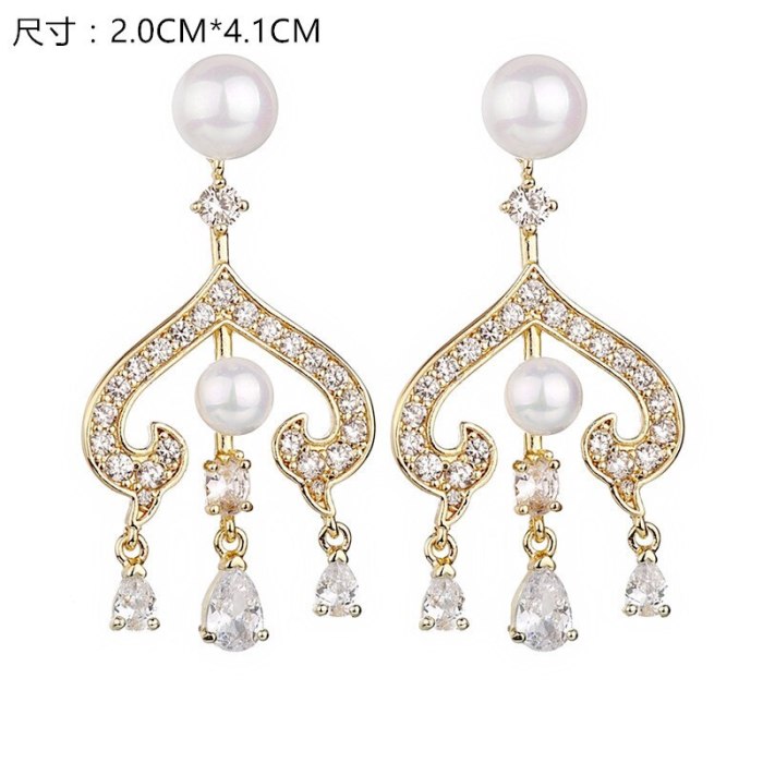 New 925 Sterling Silver Ear Pin Pearl Stud Earrings AAA Exquisite Zircon Earrings Fashion Women Qxwe1260