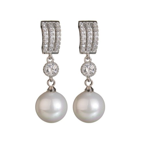 AAA Zircon Micro Pave Korean-Style Fashion Pearl Earrings Pendant 925 Sterling Silver Needle Female Stud Earrings Gift Qxwe984