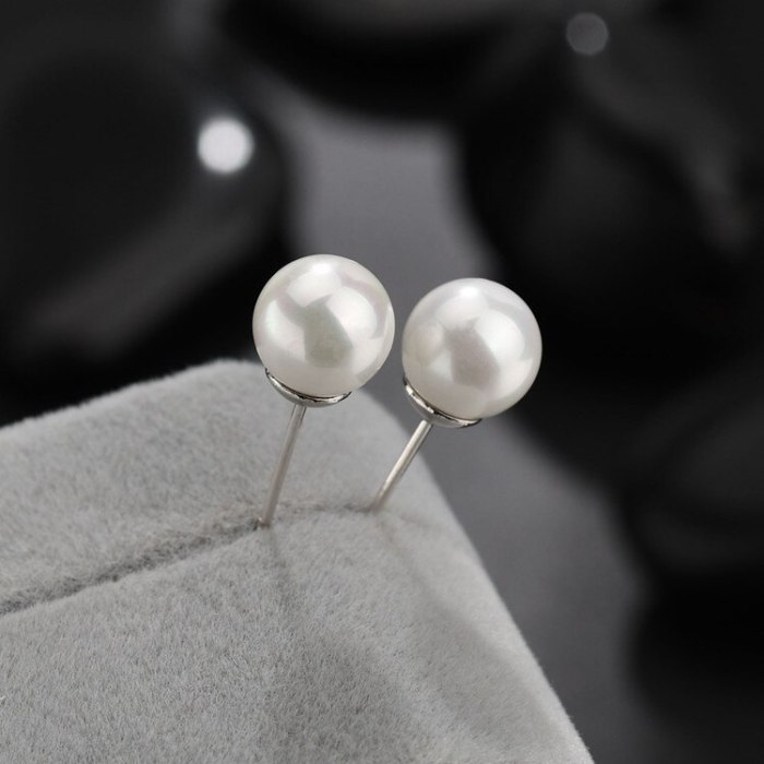 Simple Pearl Stud Earrings AAA Zircon Inlaid Pearl Earrings  Shell White Ear Stud Earrings Qxwe331