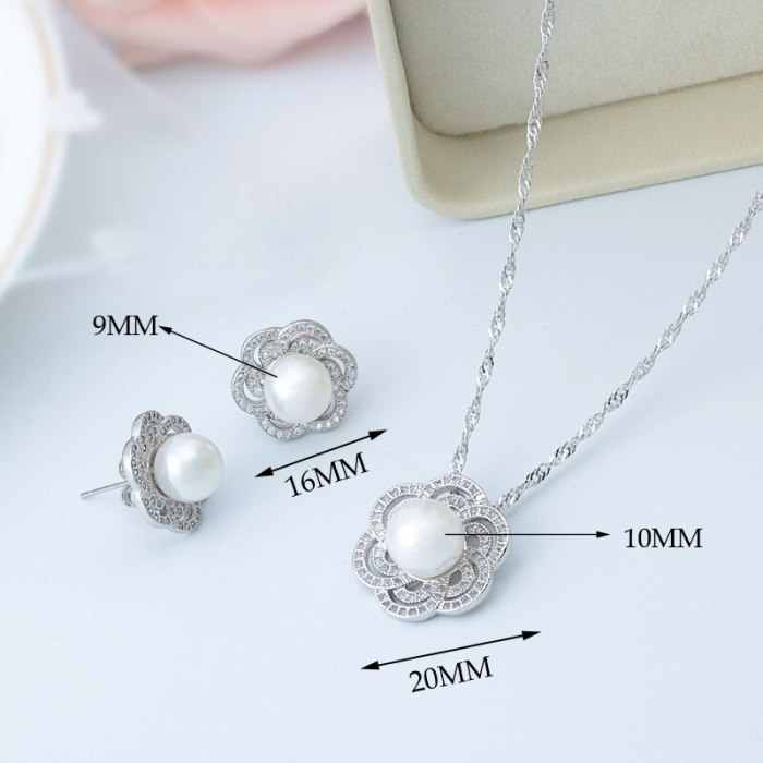 Plum Blossom Ear Stud Earrings AAA Zircon Inlaid Pearl Earrings Korean Fashion Jewelry Qxwe640