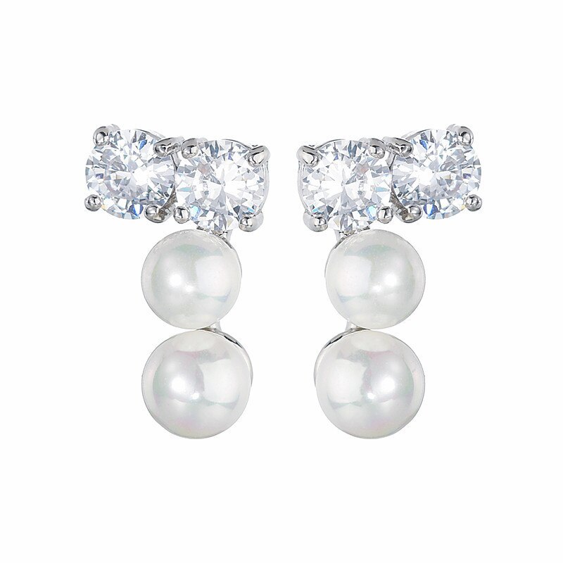 Stud Earrings High-End Exquisite Pearl AAA Zircon Earrings  S925 Sterling Silver Needle Earrings Qxwe764