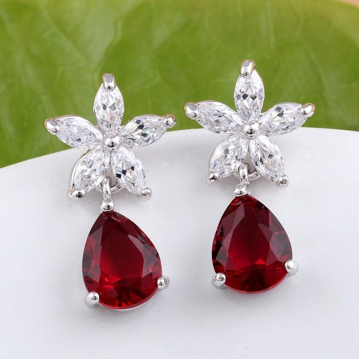 Korean-Style Drop Flower Stud Earrings Jewelry Fashion All-match AAA Zircon Accessories Qxwe551