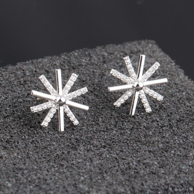 Snowflake Long Tassel Earrings Korean Fashion Ear Stud Earrings Zircon Earrings Qxwe759