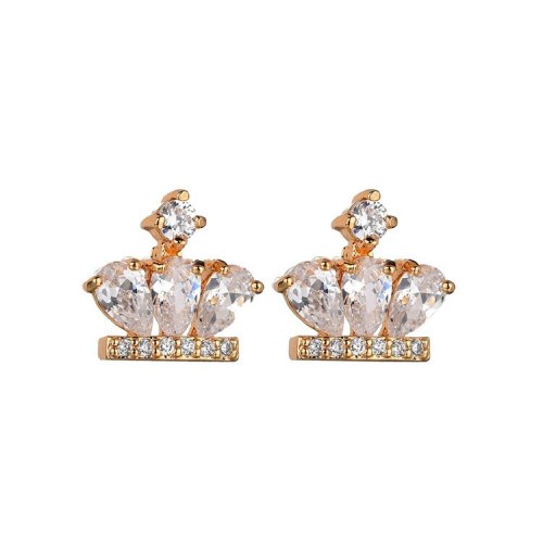 Crown Stud Earrings Inlaid High Quality AAA Zircon Earrings  925 Sterling Silver Pin Qxwe848