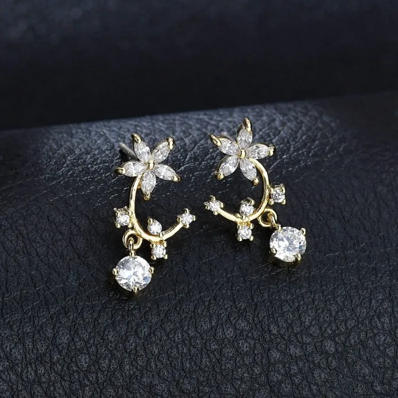New Style Earrings Copper Inlaid AAA Zircon Earrings 925 Sterling Silver Ear Pin Fashion Stud Earrings Qxwe1282