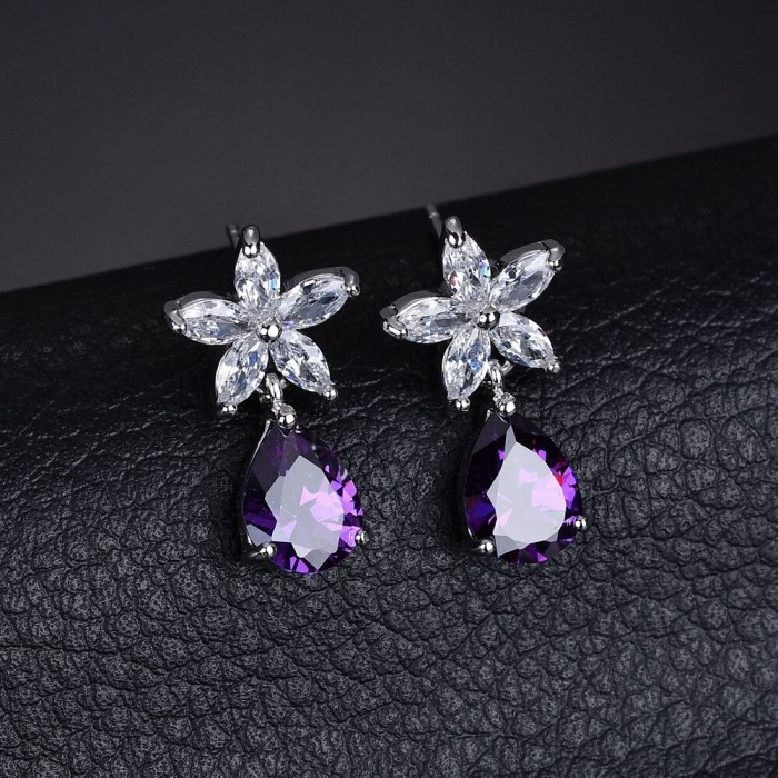Korean-Style Drop Flower Stud Earrings Jewelry Fashion All-match AAA Zircon Accessories Qxwe551