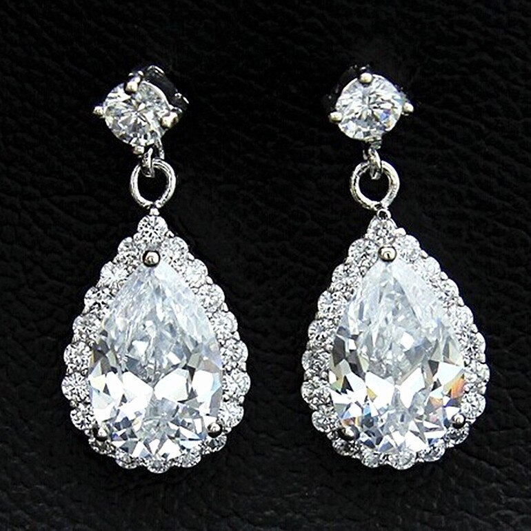 Korean-Style Earrings Copper Inlaid Drop AAA Zircon Stud Earrings Micro Pave Small Diamond All-match Jewelry Qxwe151