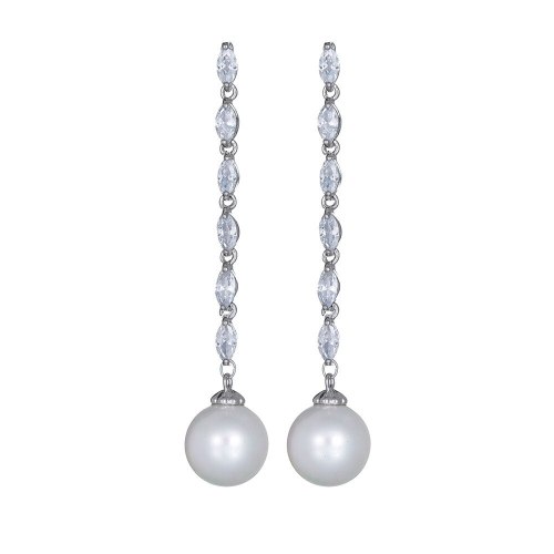 Tassel Long Shell Pearls Zircon Earrings 925 Sterling Silver Stud Earrings Korean Fashion Earrings Jewelry Qxwe1063